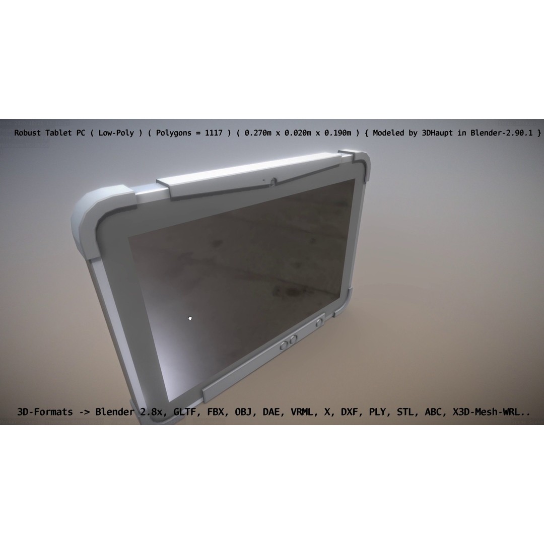 Robust Tablet PC 3D Model – Low Poly PBR Portable Device, FBX - View 37