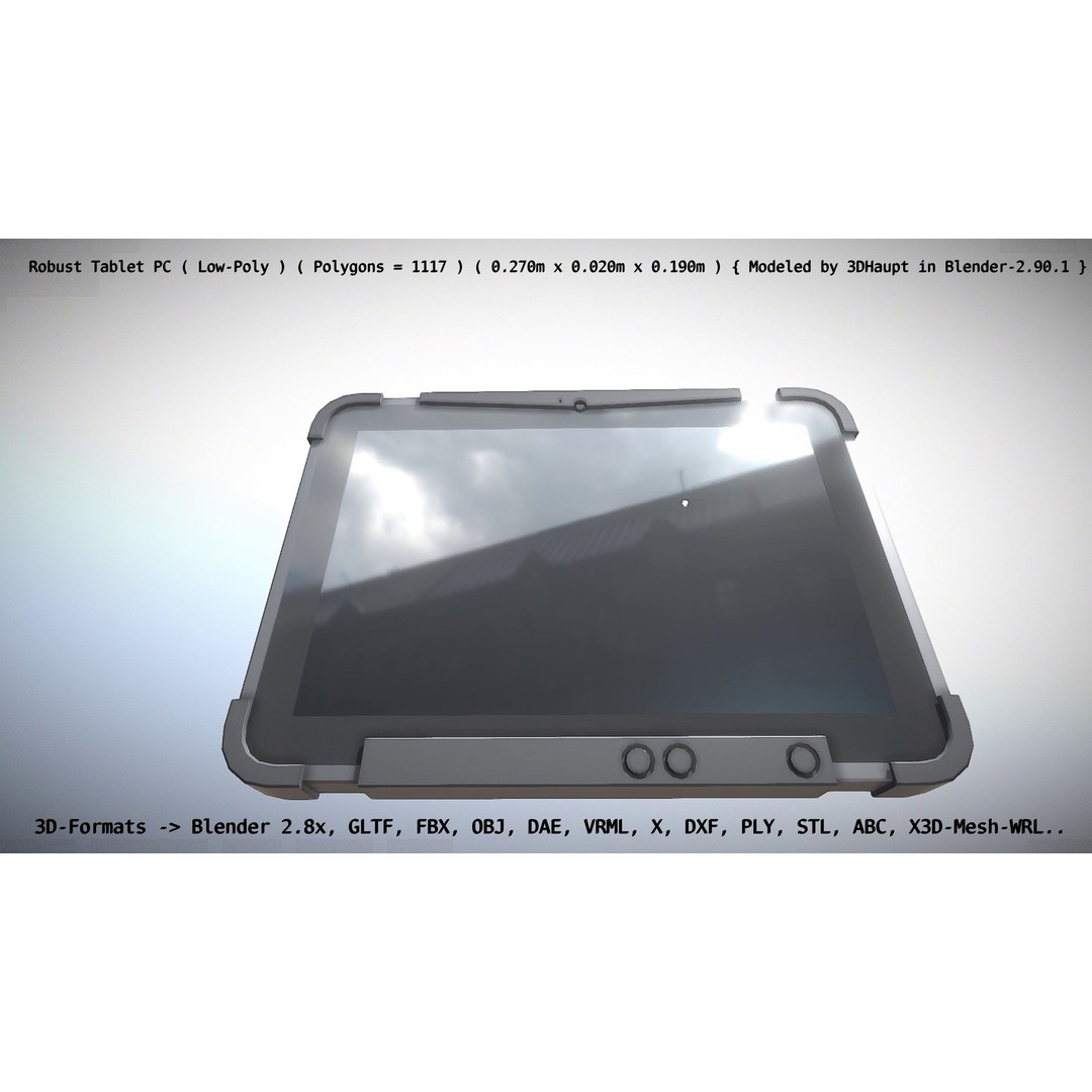 Robust Tablet PC 3D Model – Low Poly PBR Portable Device, FBX - View 4