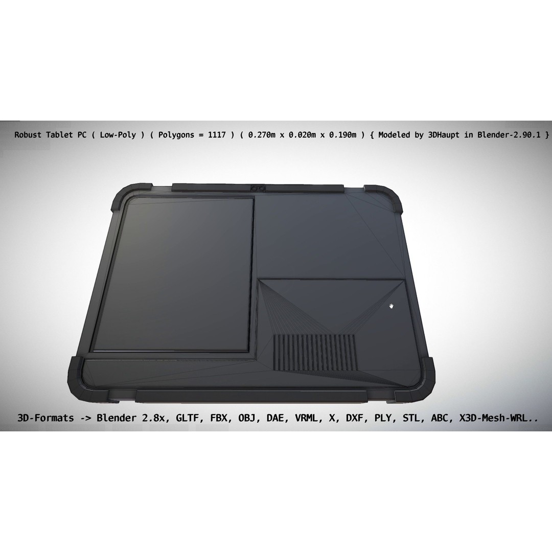 Robust Tablet PC 3D Model – Low Poly PBR Portable Device, FBX - View 45