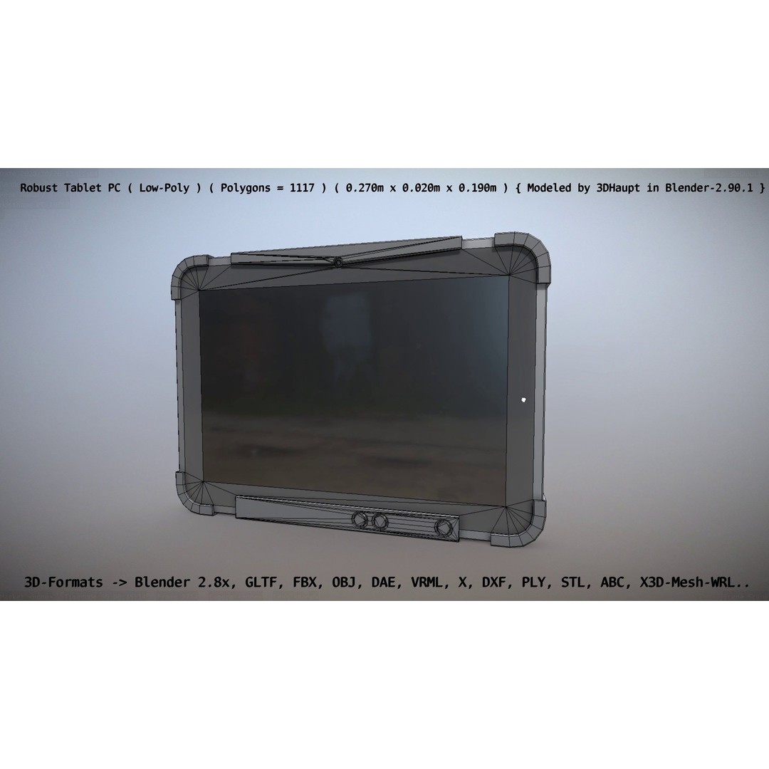 Robust Tablet PC 3D Model – Low Poly PBR Portable Device, FBX - View 51