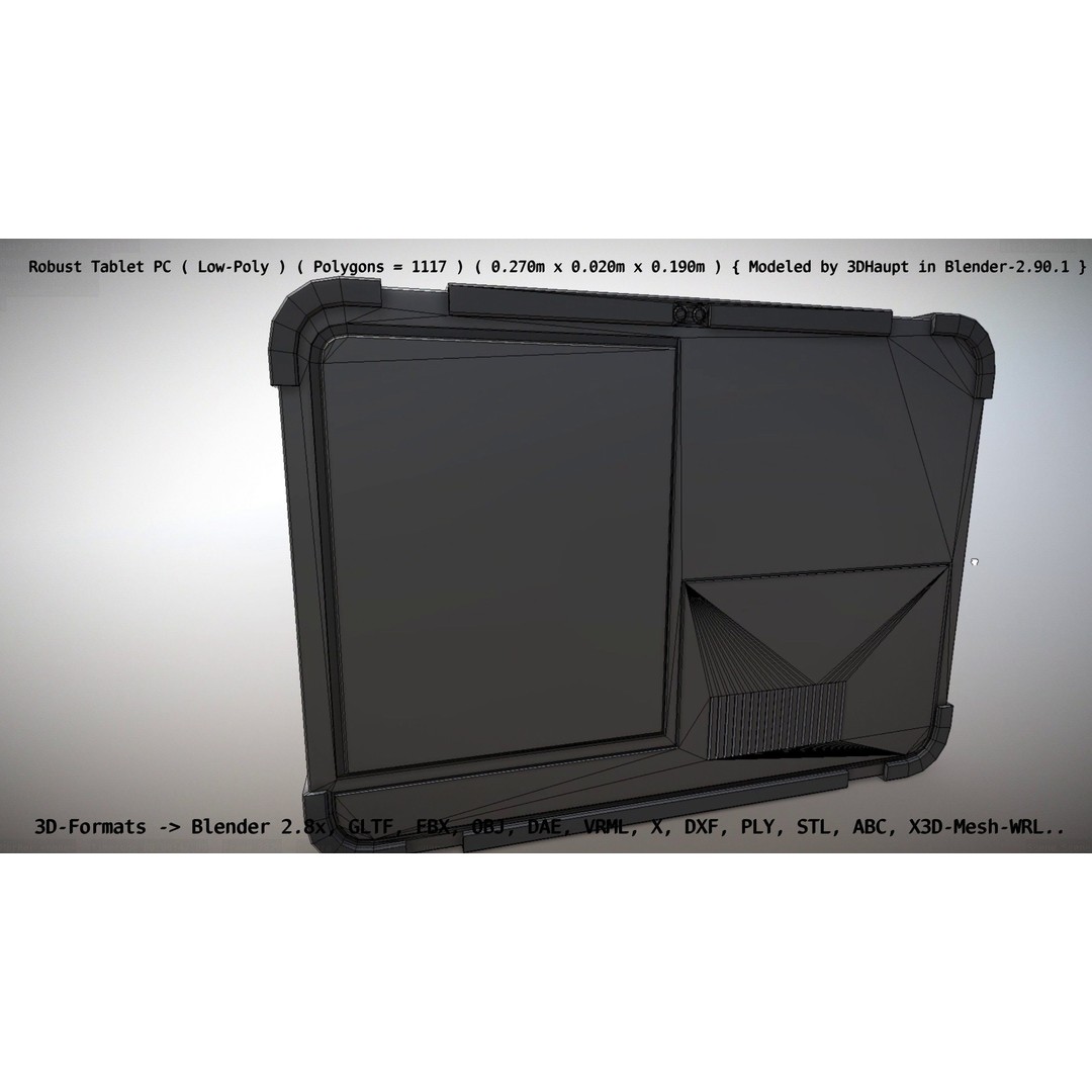 Robust Tablet PC 3D Model – Low Poly PBR Portable Device, FBX - View 52
