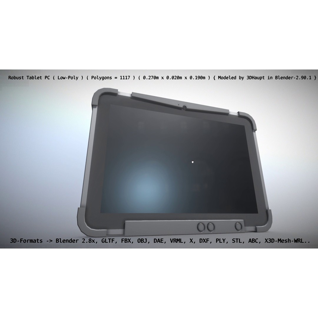 Robust Tablet PC 3D Model – Low Poly PBR Portable Device, FBX - View 59