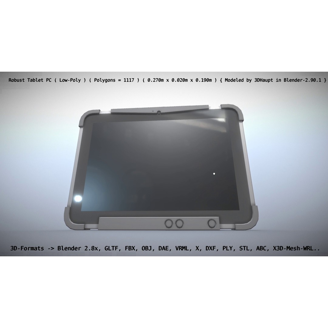 Robust Tablet PC 3D Model – Low Poly PBR Portable Device, FBX - View 60