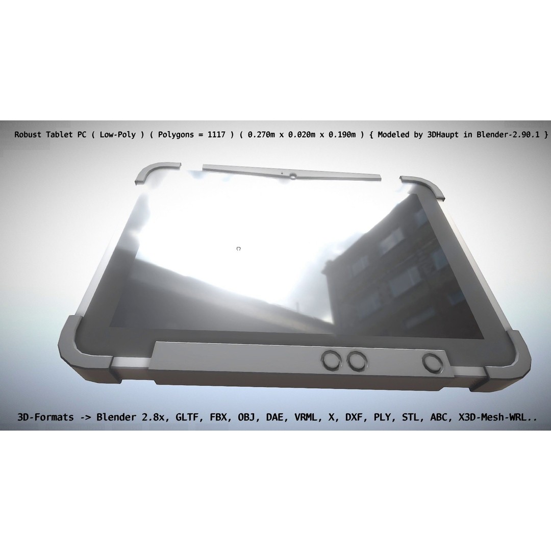 Robust Tablet PC 3D Model – Low Poly PBR Portable Device, FBX - View 7