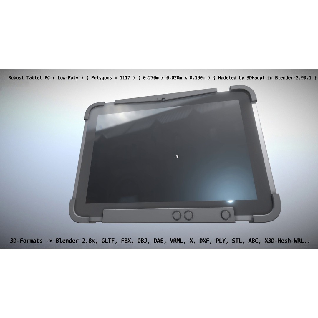 Robust Tablet PC 3D Model – Low Poly PBR Portable Device, FBX - View 76