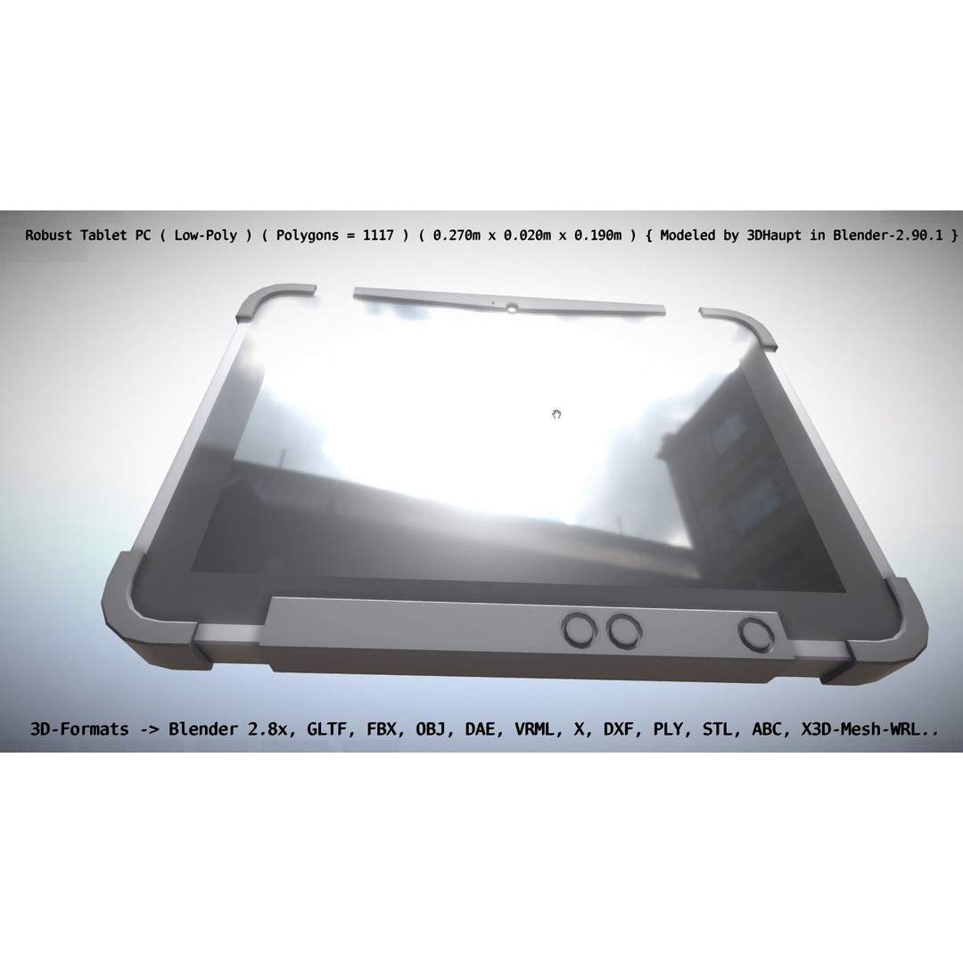 Robust Tablet PC 3D Model – Low Poly PBR Portable Device, FBX - View 86