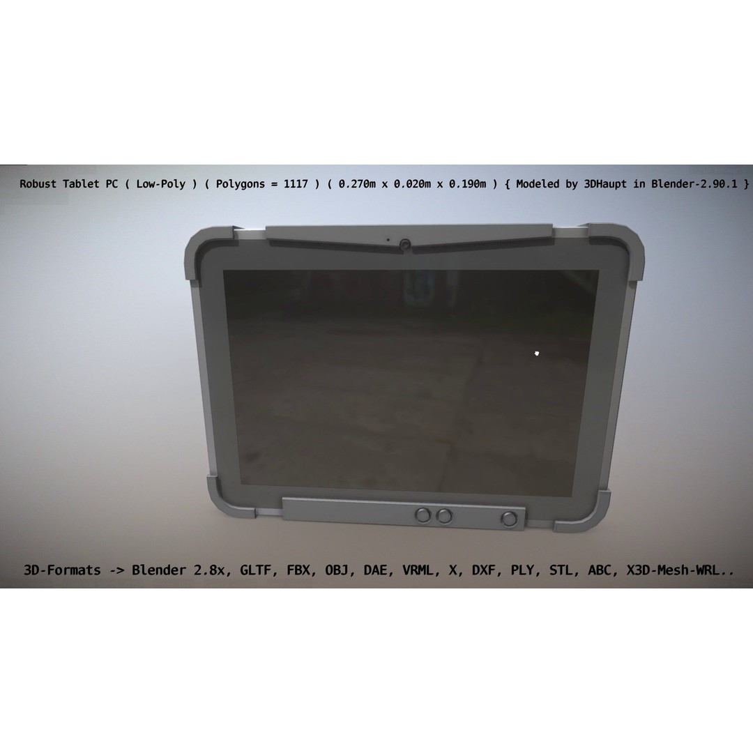 Robust Tablet PC 3D Model – Low Poly PBR Portable Device, FBX - View 87