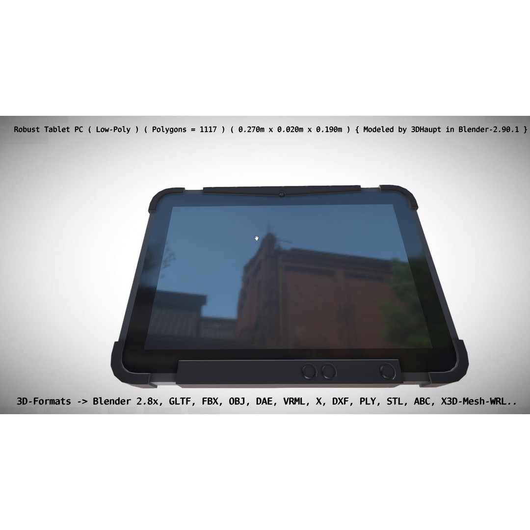 Robust Tablet PC 3D Model – Low Poly PBR Portable Device, FBX - View 88
