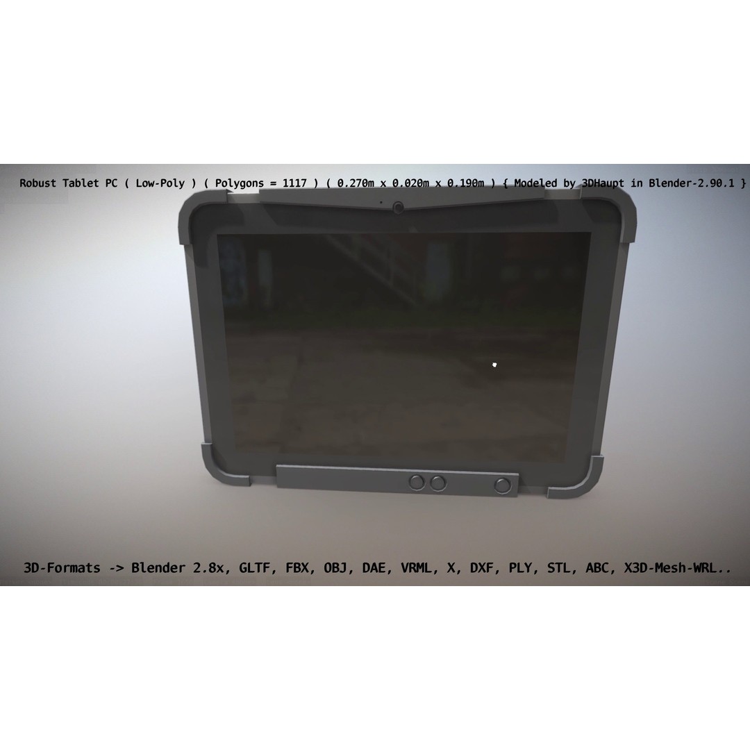 Robust Tablet PC 3D Model – Low Poly PBR Portable Device, FBX - View 95