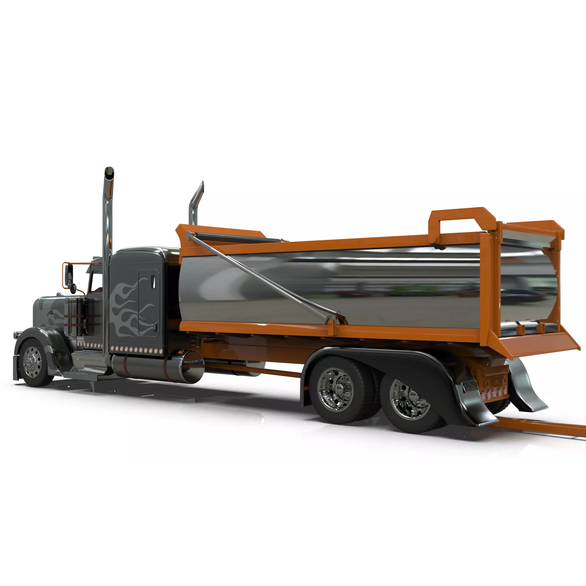 Peterbilt 389 Transfer Dump Truck - Game-Ready 3D Model - View 10