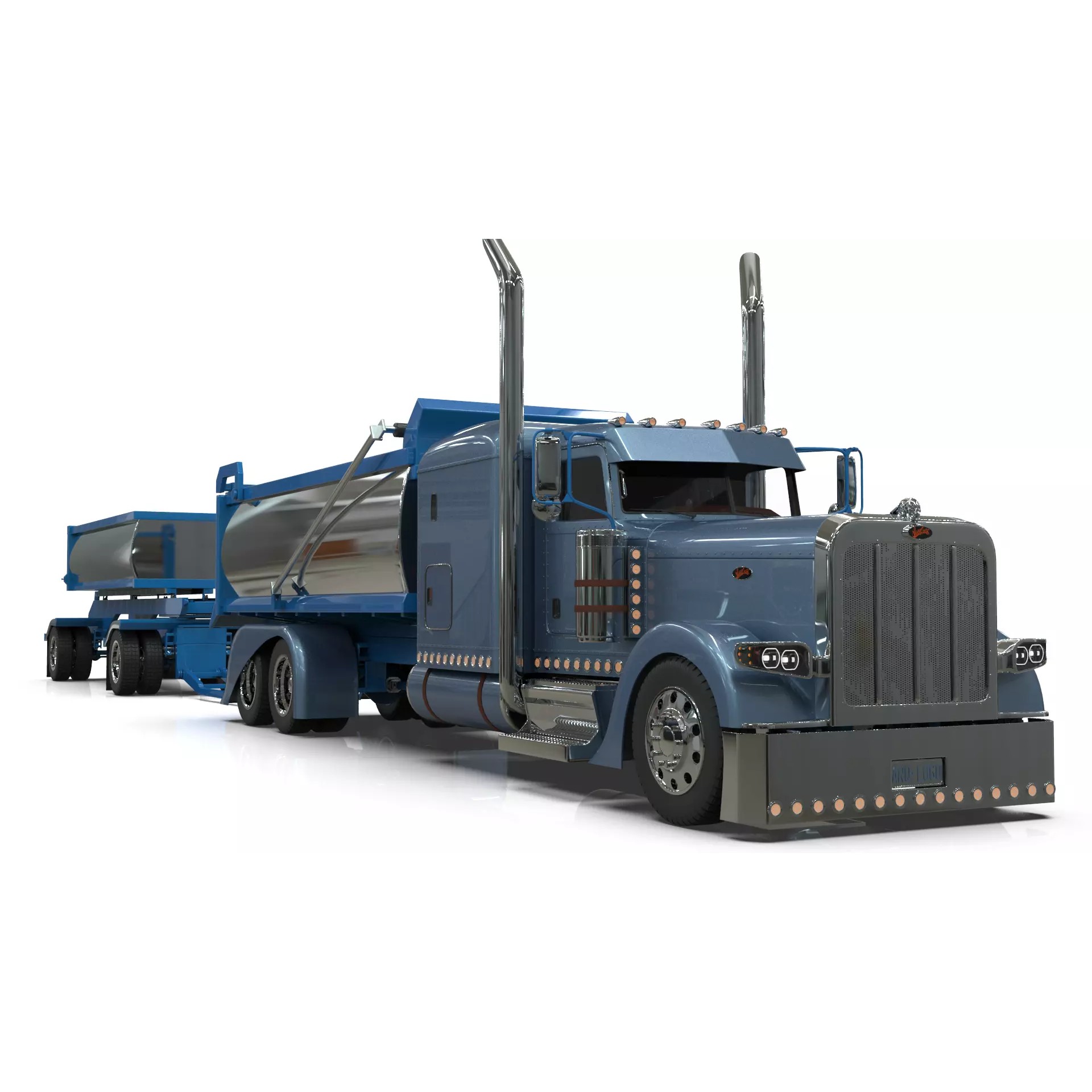 Peterbilt 389 Transfer Dump Truck - Game-Ready 3D Model - View 11