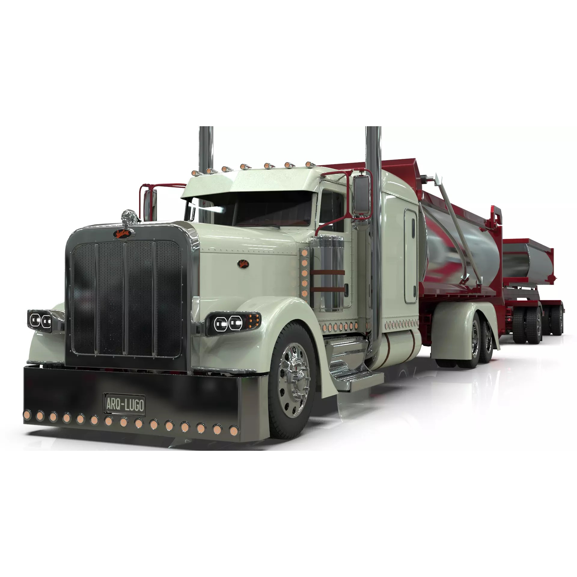 Peterbilt 389 Transfer Dump Truck - Game-Ready 3D Model - View 14