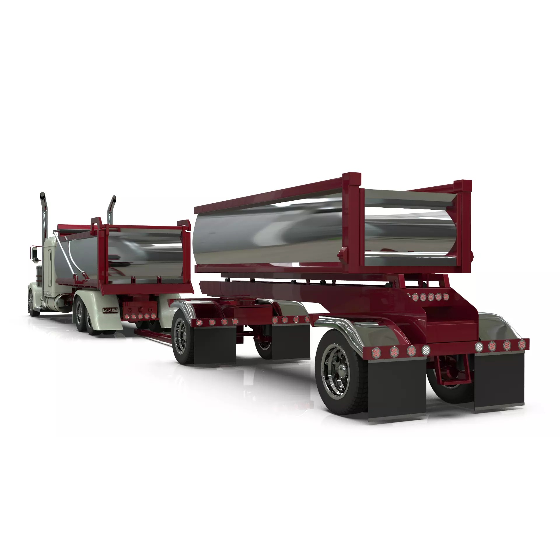 Peterbilt 389 Transfer Dump Truck - Game-Ready 3D Model - View 16