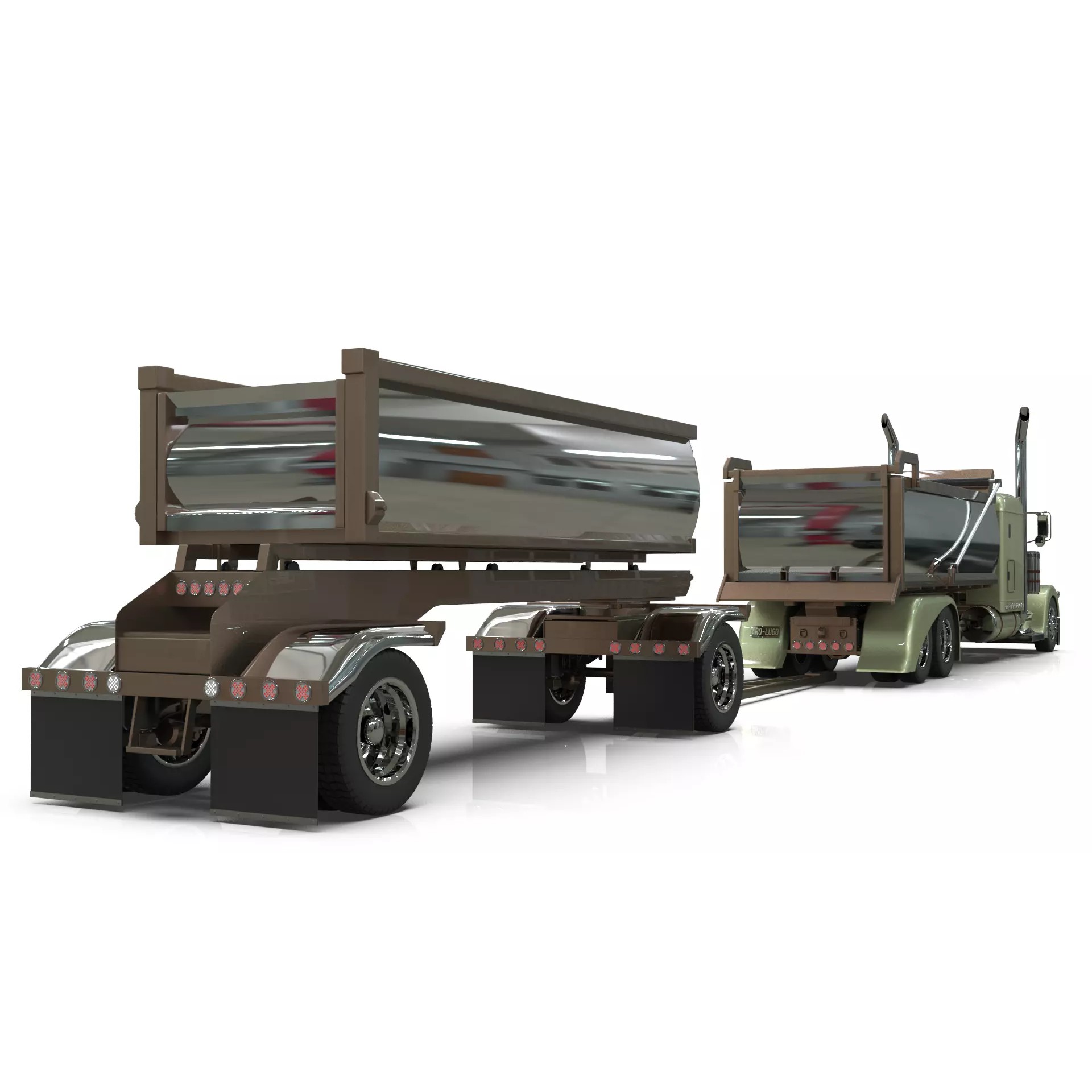 Peterbilt 389 Transfer Dump Truck - Game-Ready 3D Model - View 18