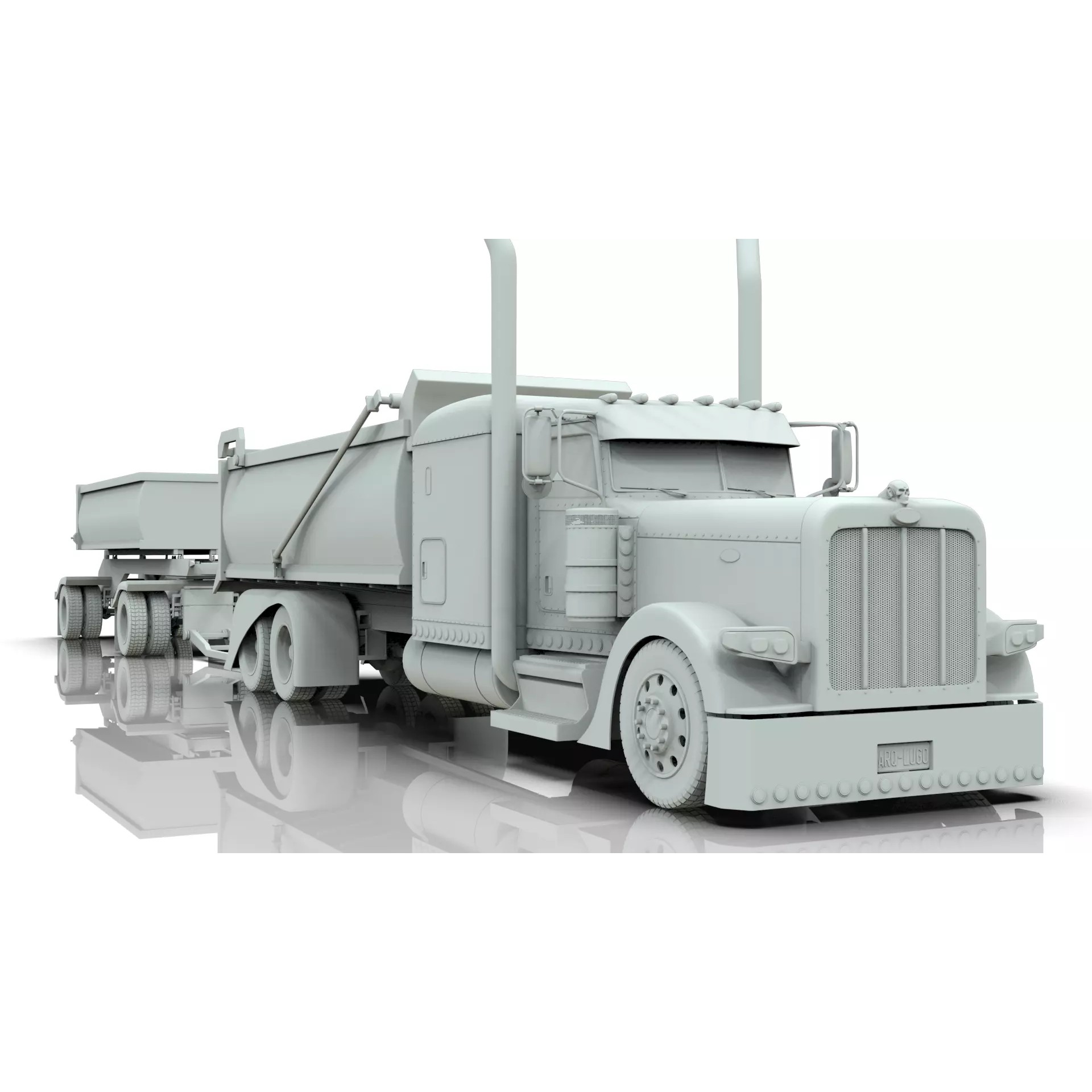 Peterbilt 389 Transfer Dump Truck - Game-Ready 3D Model - View 19