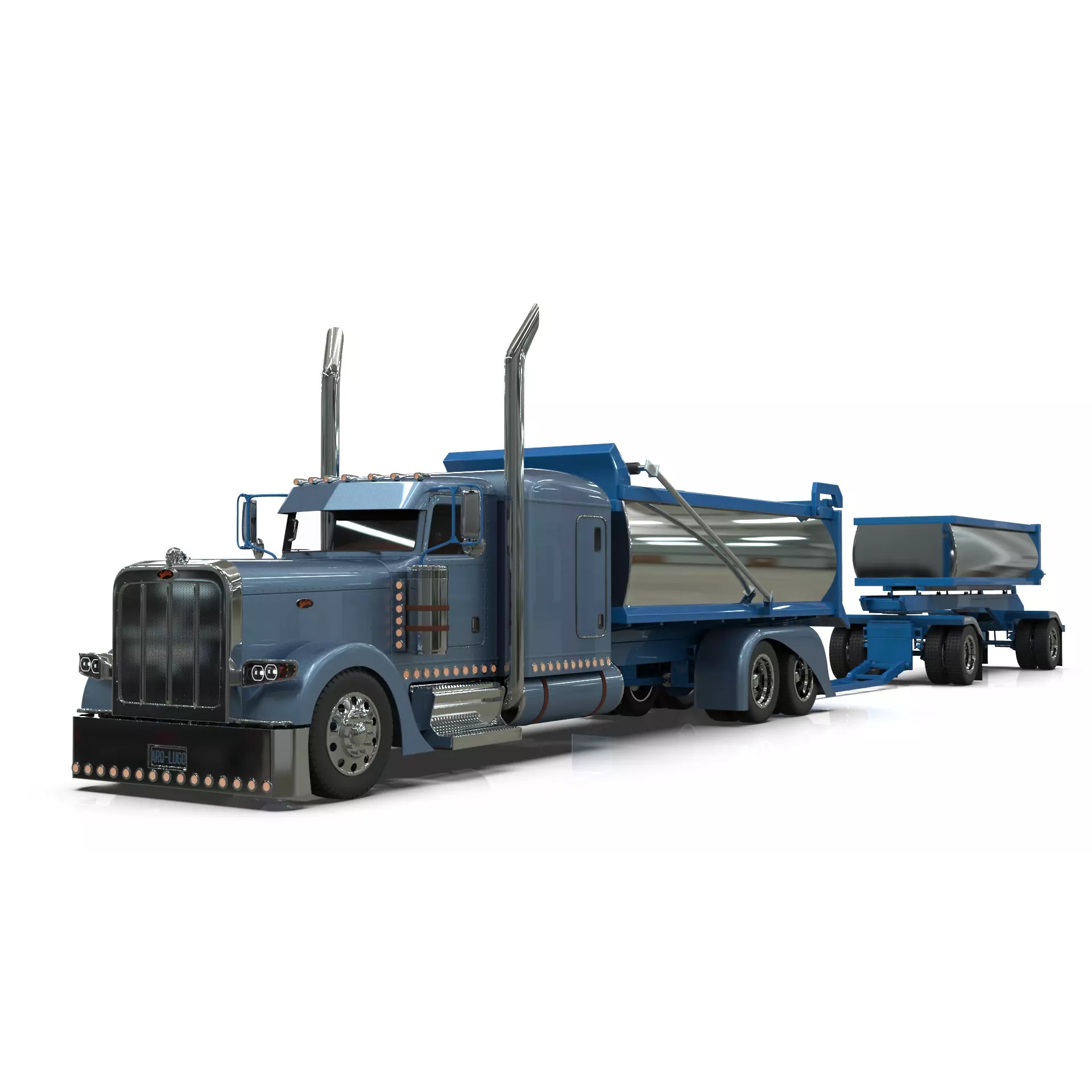Peterbilt 389 Transfer Dump Truck - Game-Ready 3D Model - View 2