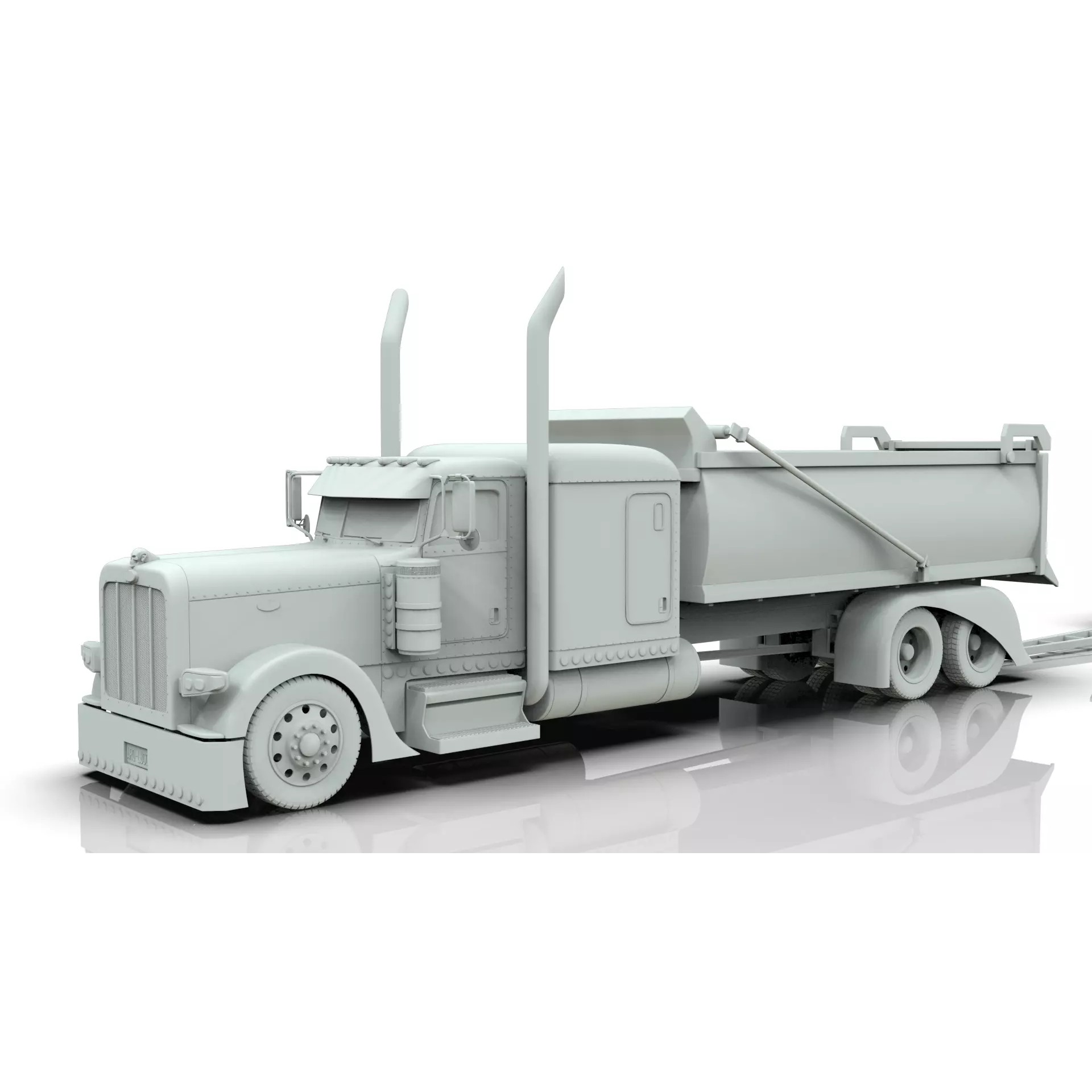 Peterbilt 389 Transfer Dump Truck - Game-Ready 3D Model - View 20