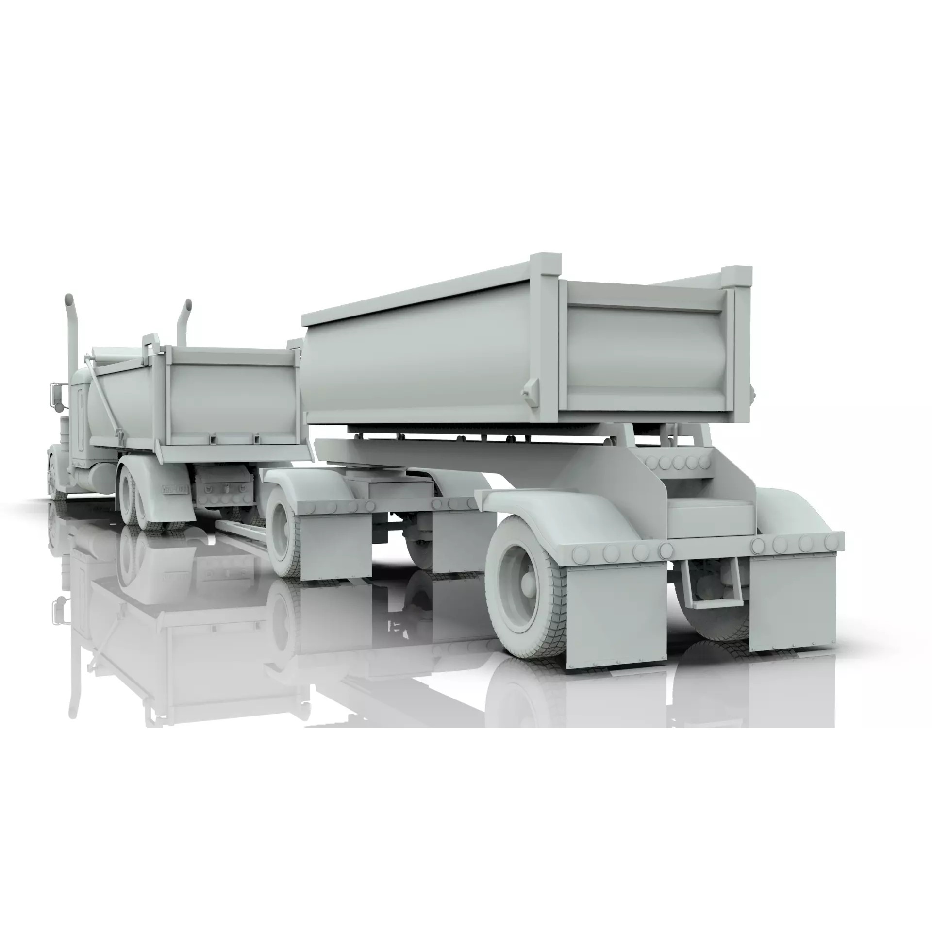 Peterbilt 389 Transfer Dump Truck - Game-Ready 3D Model - View 23