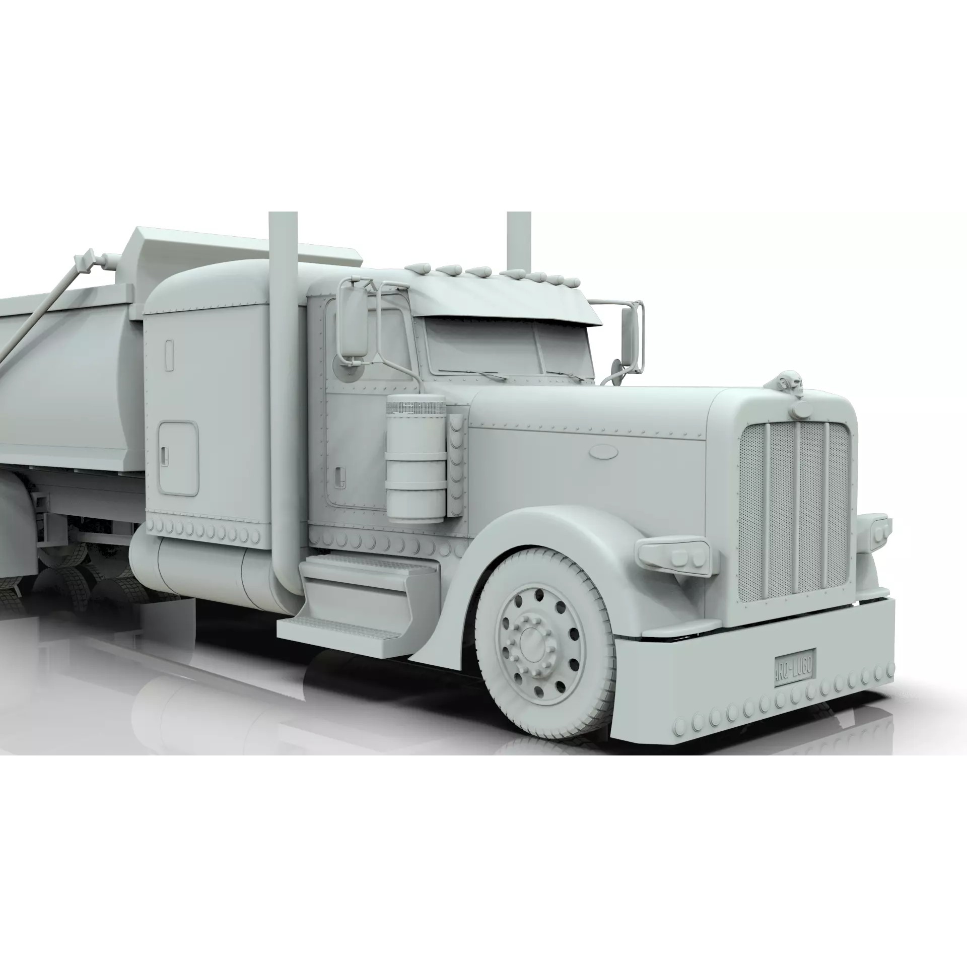 Peterbilt 389 Transfer Dump Truck - Game-Ready 3D Model - View 25