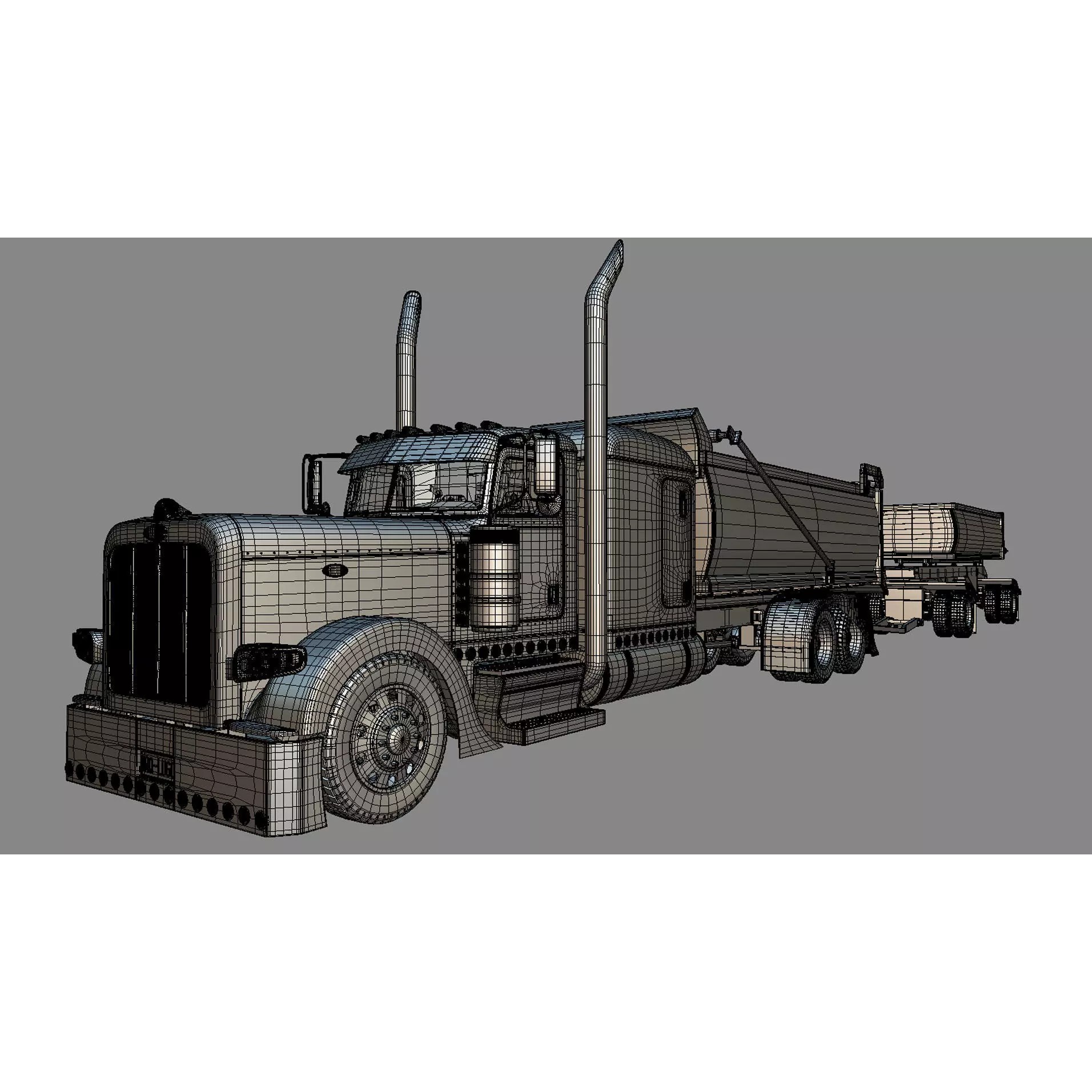 Peterbilt 389 Transfer Dump Truck - Game-Ready 3D Model - View 26