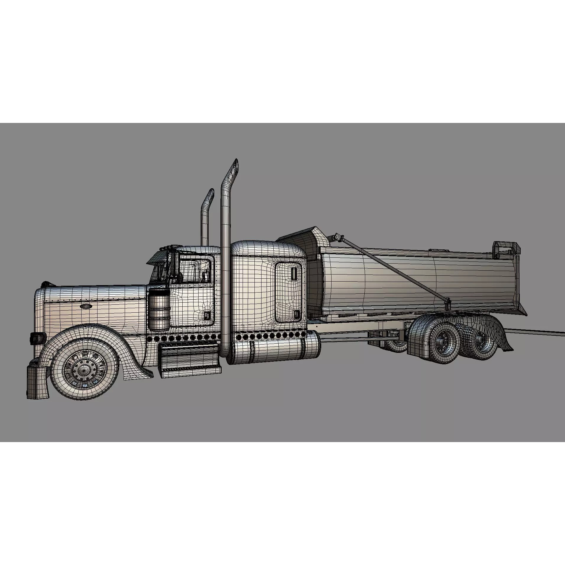 Peterbilt 389 Transfer Dump Truck - Game-Ready 3D Model - View 27