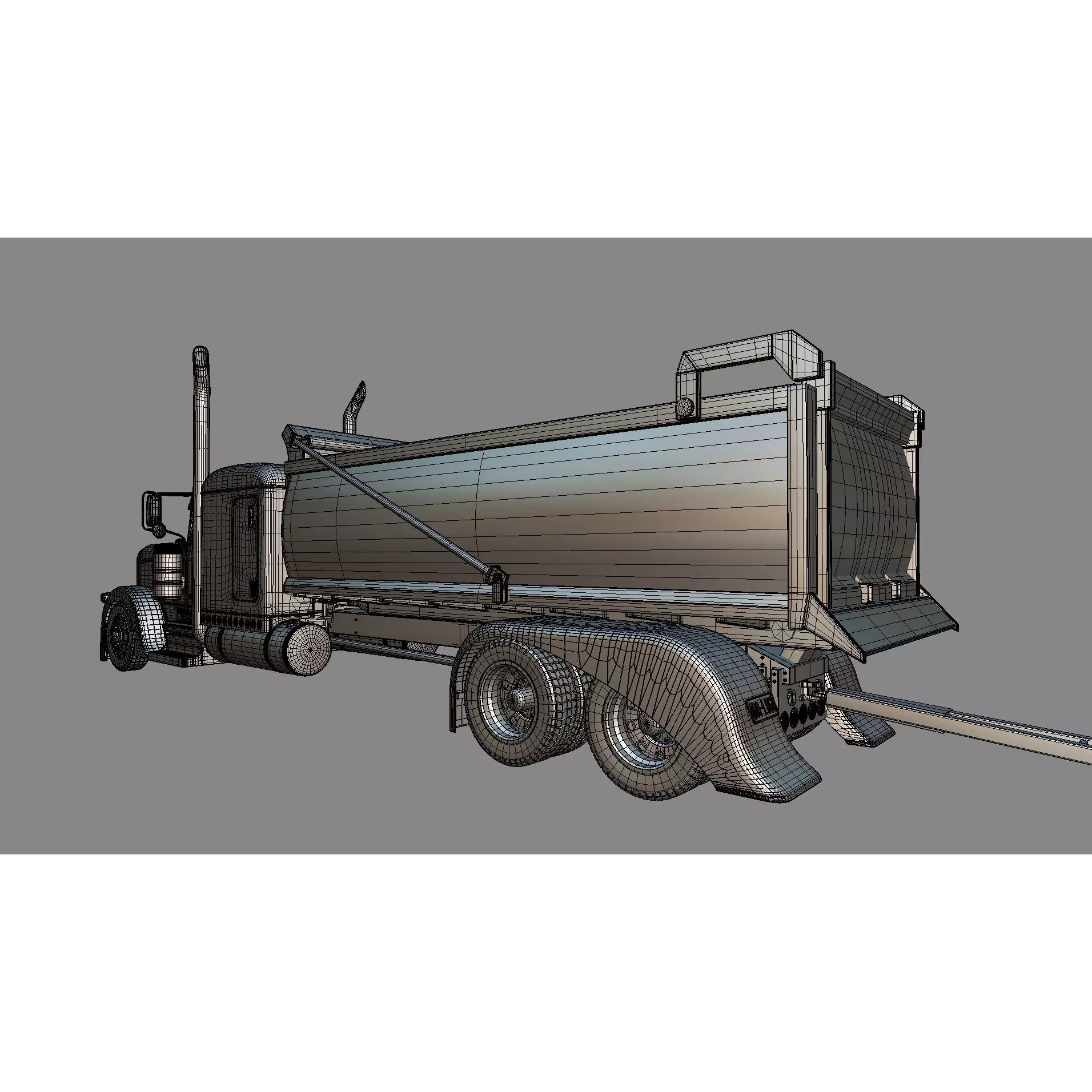 Peterbilt 389 Transfer Dump Truck - Game-Ready 3D Model - View 28