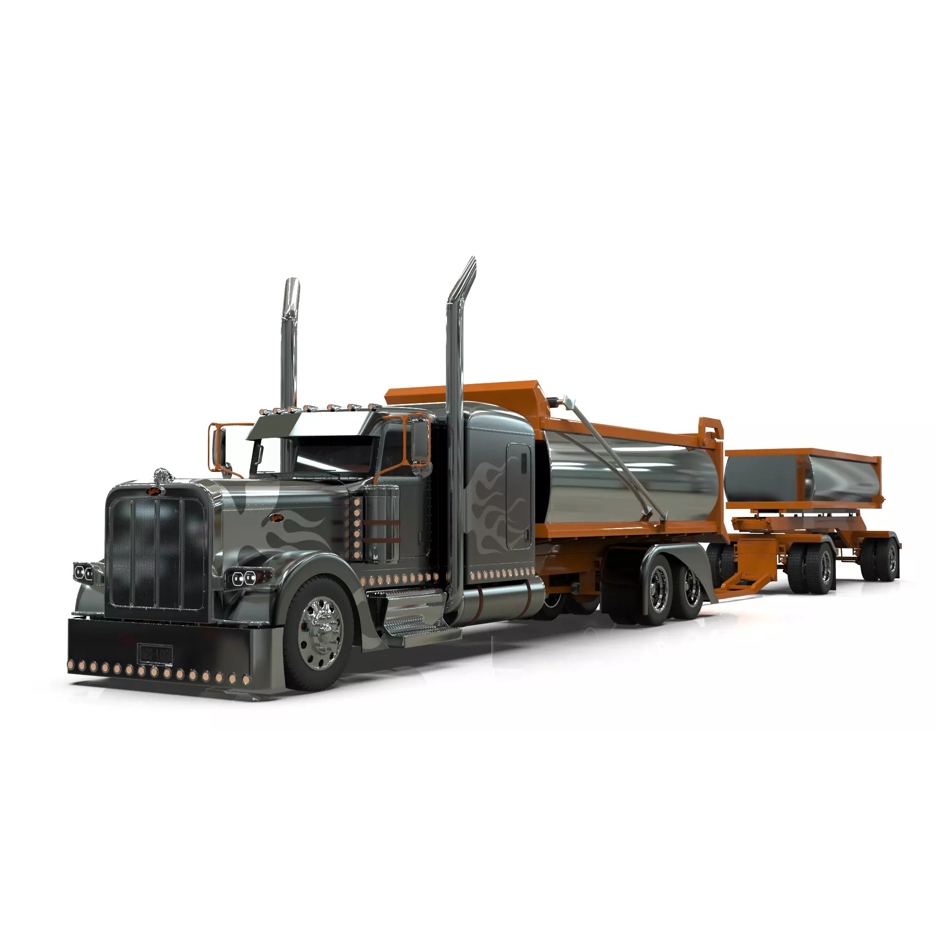 Peterbilt 389 Transfer Dump Truck - Game-Ready 3D Model - View 3