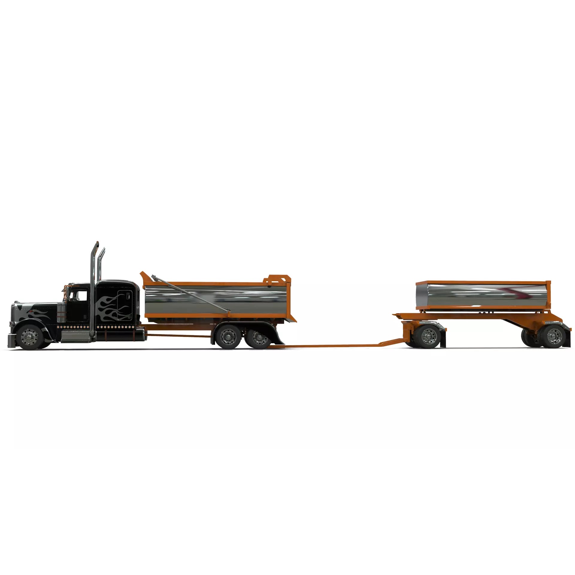 Peterbilt 389 Transfer Dump Truck - Game-Ready 3D Model - View 4