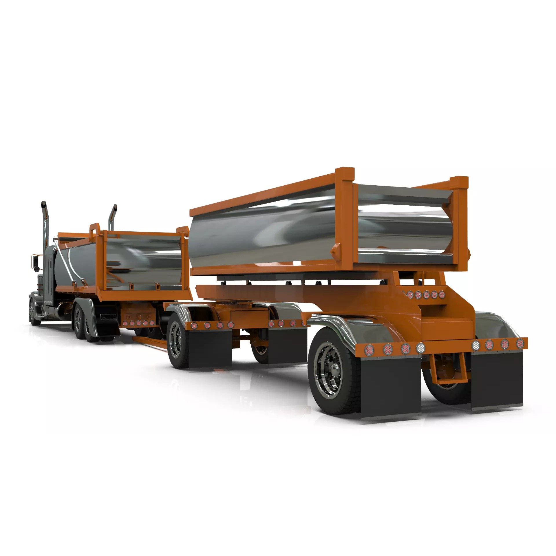 Peterbilt 389 Transfer Dump Truck - Game-Ready 3D Model - View 5