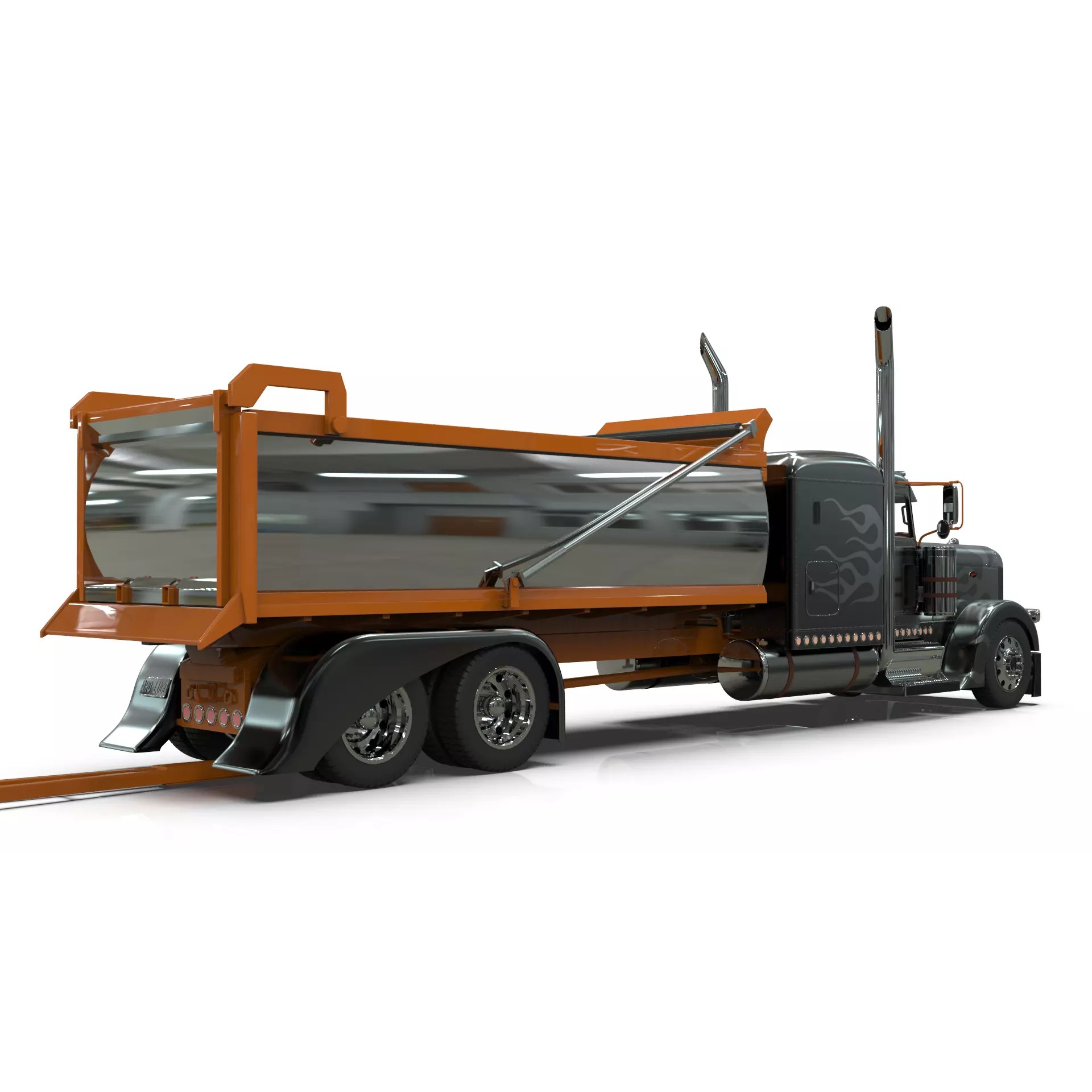 Peterbilt 389 Transfer Dump Truck - Game-Ready 3D Model - View 7