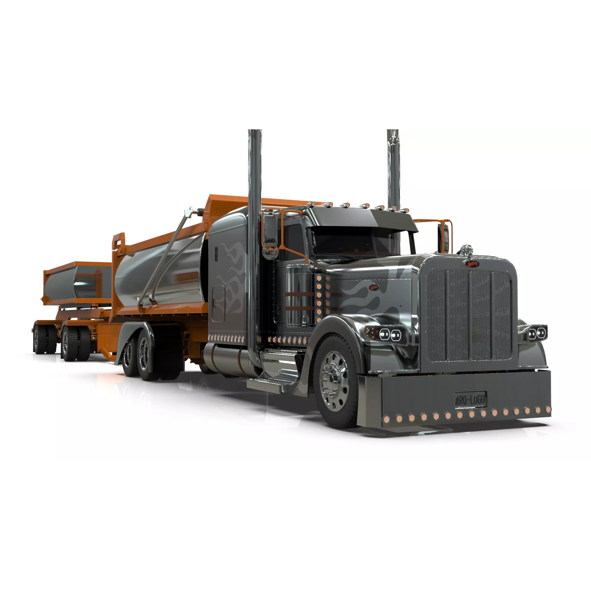Peterbilt 389 Transfer Dump Truck - Game-Ready 3D Model - View 8