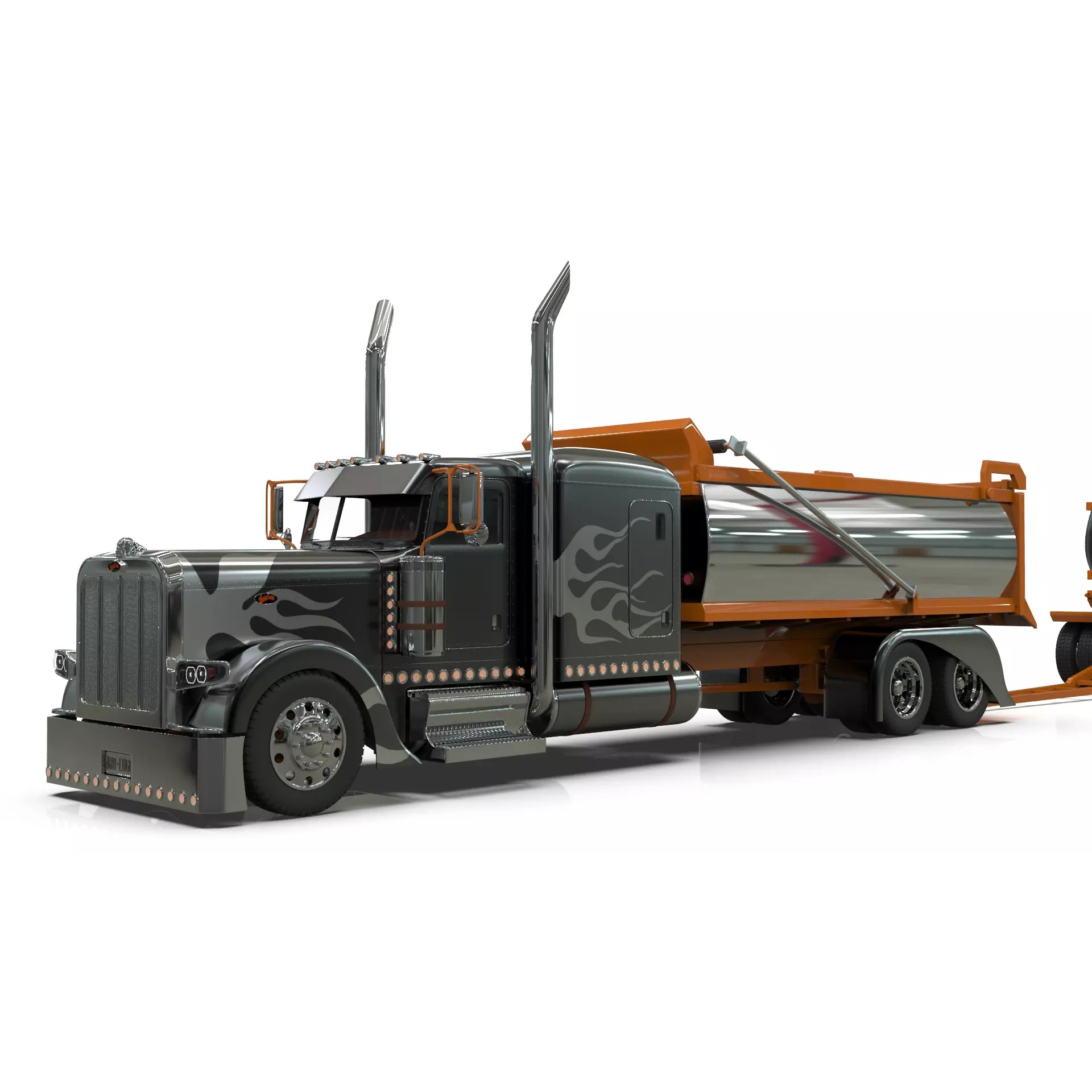 Peterbilt 389 Transfer Dump Truck - Game-Ready 3D Model - View 9