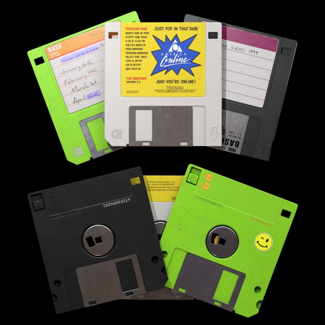 Floppy Disks 3D Model – Low Poly Retro Game Asset, FBX & OBJ - View 3