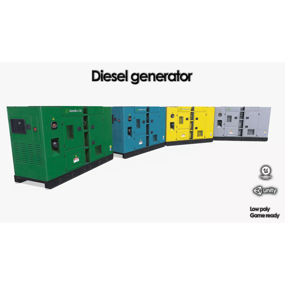 Diesel Generator 3D Model – Low Poly Game Asset, FBX, PBR Textures - View 2