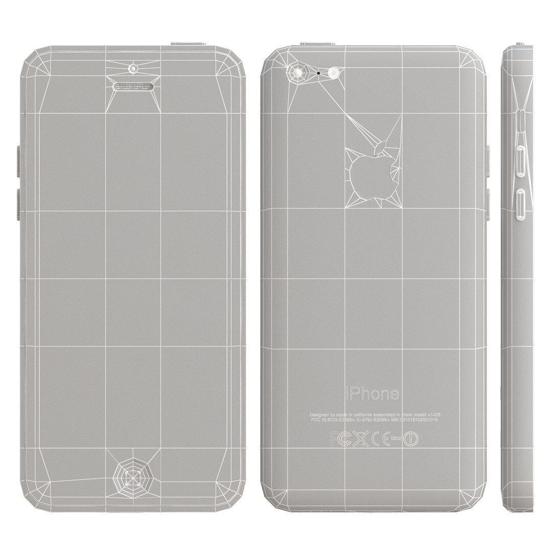 Apple iPhone 5c White 3D Model – High Poly PBR Asset, FBX, OBJ - View 10