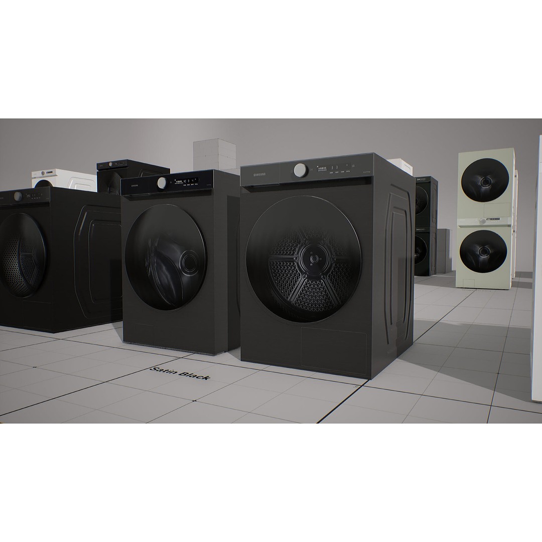 SAMSUNG BESPOKE Grande AI Washing Machine 3D Model – Low Poly PBR Asset - View 11