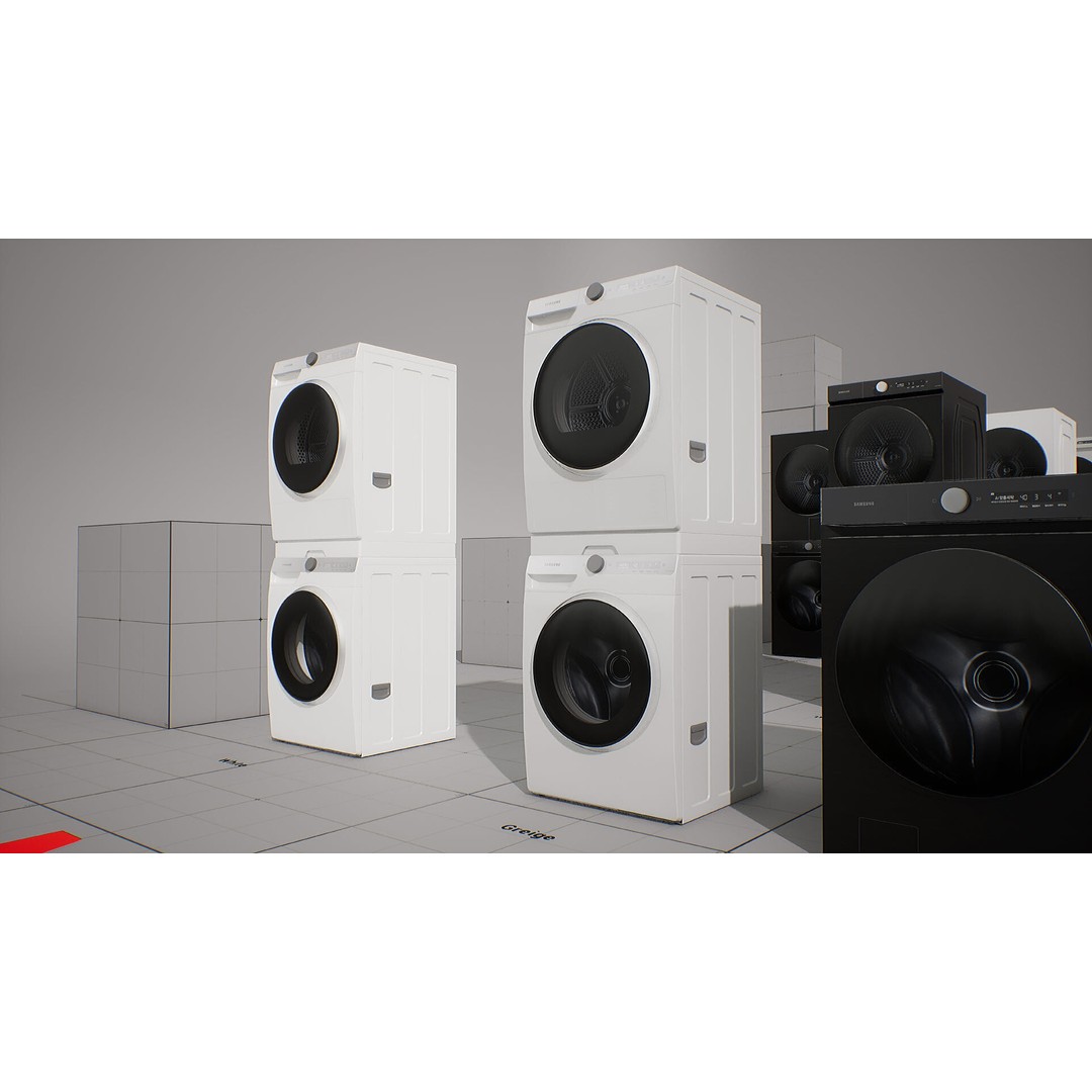 SAMSUNG BESPOKE Grande AI Washing Machine 3D Model – Low Poly PBR Asset - View 13