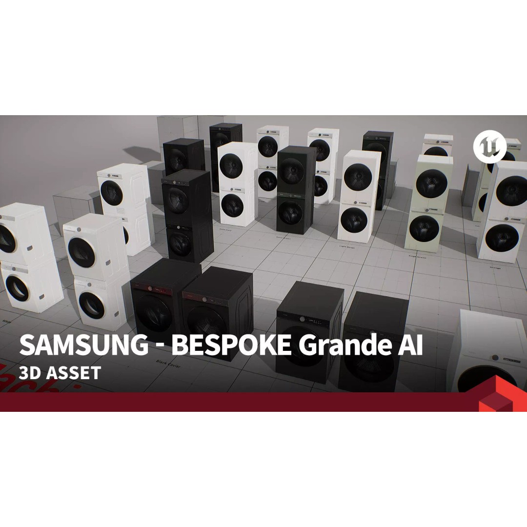 SAMSUNG BESPOKE Grande AI Washing Machine 3D Model – Low Poly PBR Asset - View 2