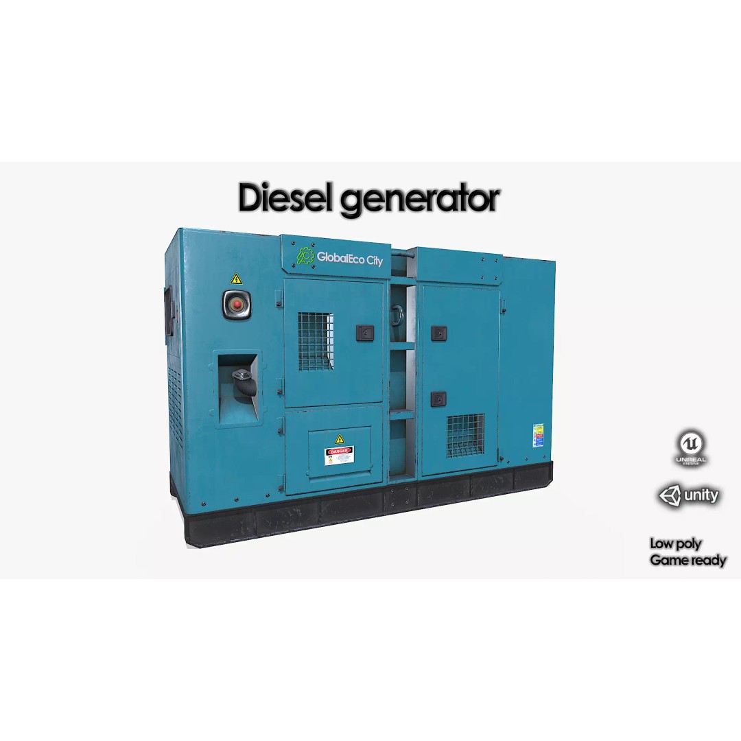 Diesel Generator 3D Model – Low Poly Game Asset, FBX, PBR Textures - View 2