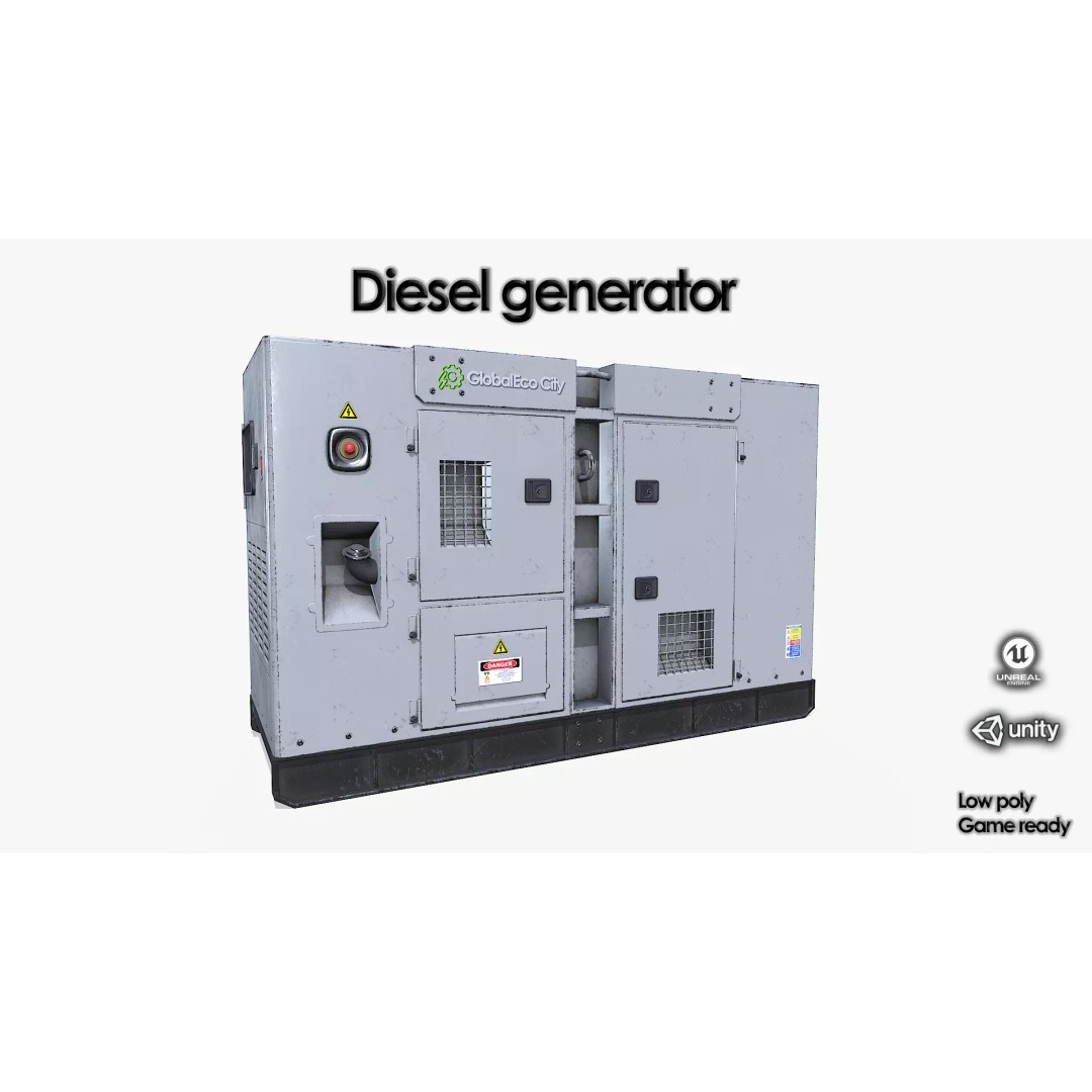 Diesel Generator 3D Model – Low Poly Game Asset, FBX, PBR Textures - View 2