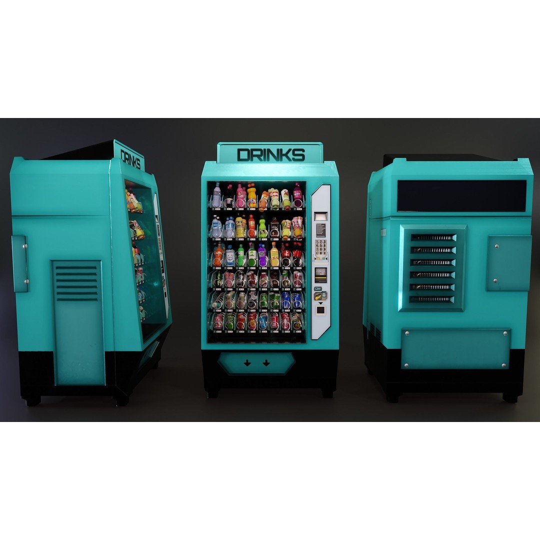 Vending Machine 3D Model – Low Poly Game Asset, PBR Textures - View 14