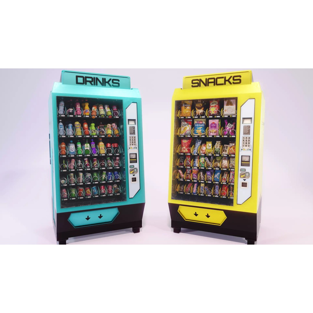 Vending Machine 3D Model – Low Poly Game Asset, PBR Textures - View 2