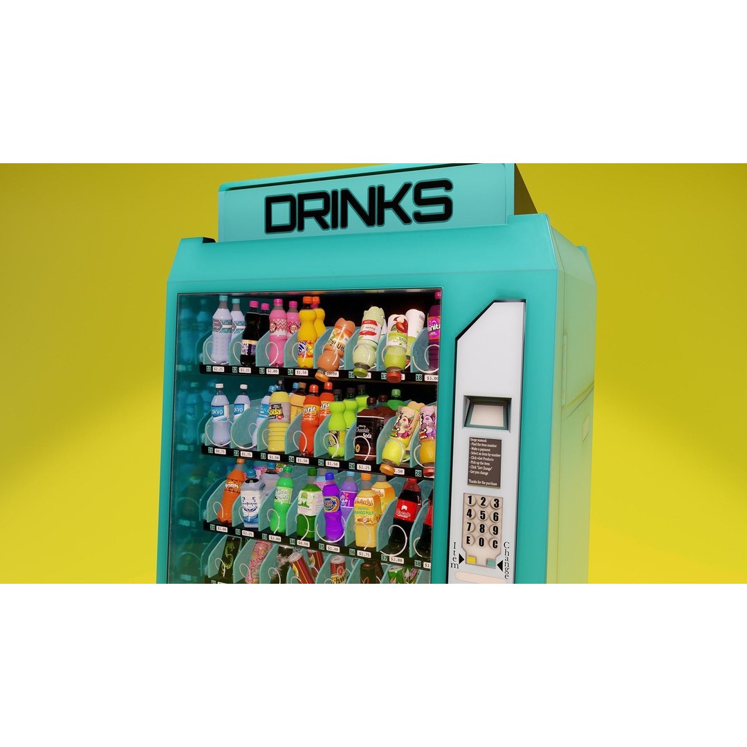 Vending Machine 3D Model – Low Poly Game Asset, PBR Textures - View 9