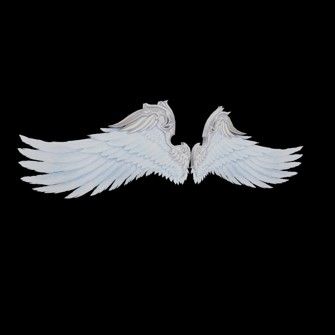 Angel Wings 3D Model – Low Poly Rigged Game Asset, FBX - View 3