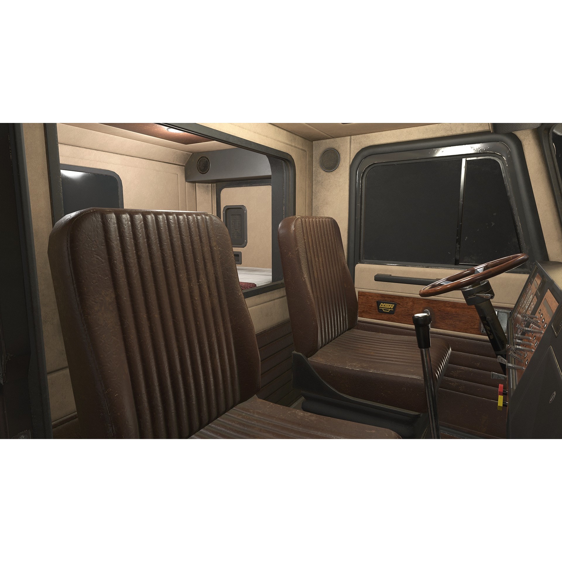 Flat Top Semi Truck Flatbed Trailer - Low-Poly Game-Ready 3D Model - View 13