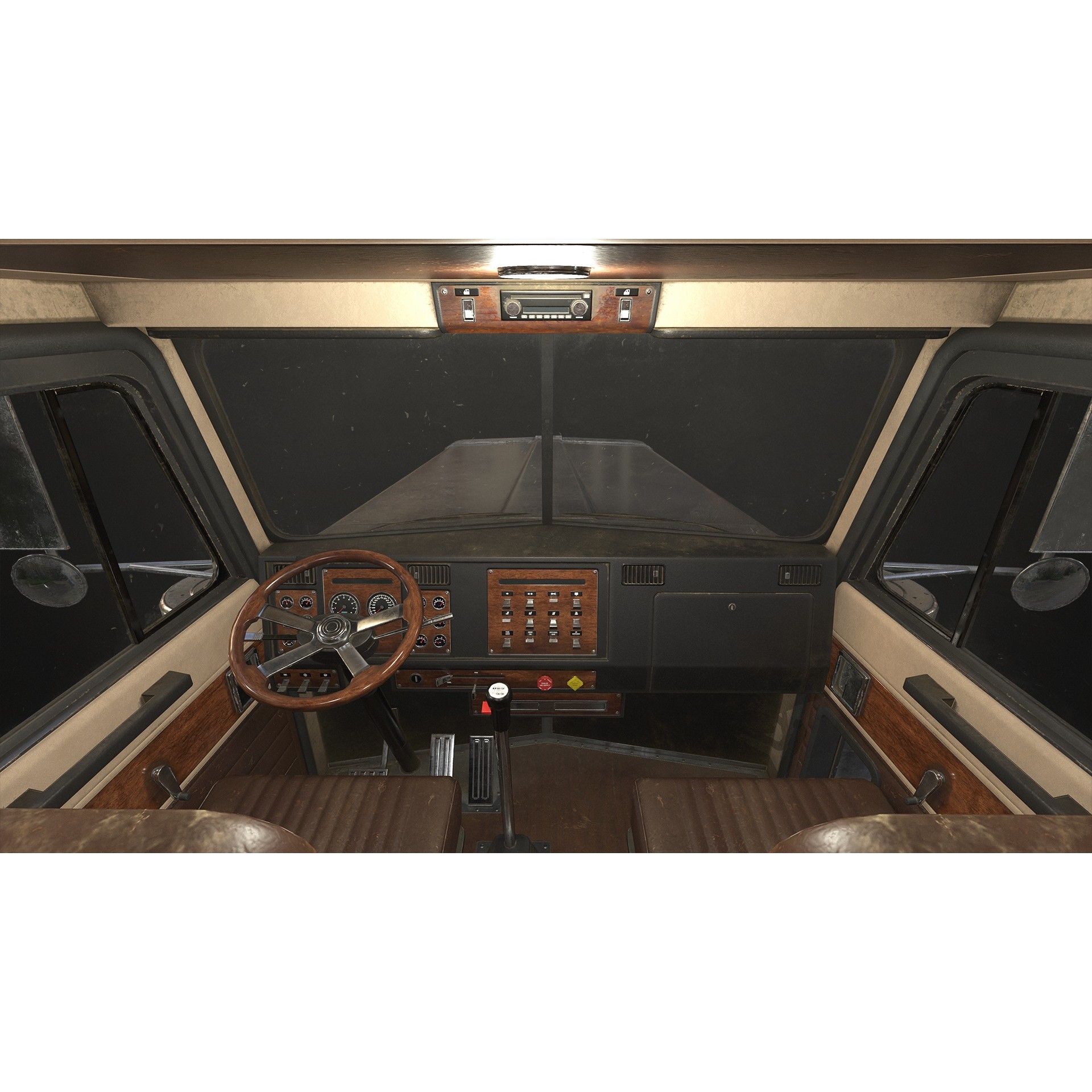 Flat Top Semi Truck Flatbed Trailer - Low-Poly Game-Ready 3D Model - View 14