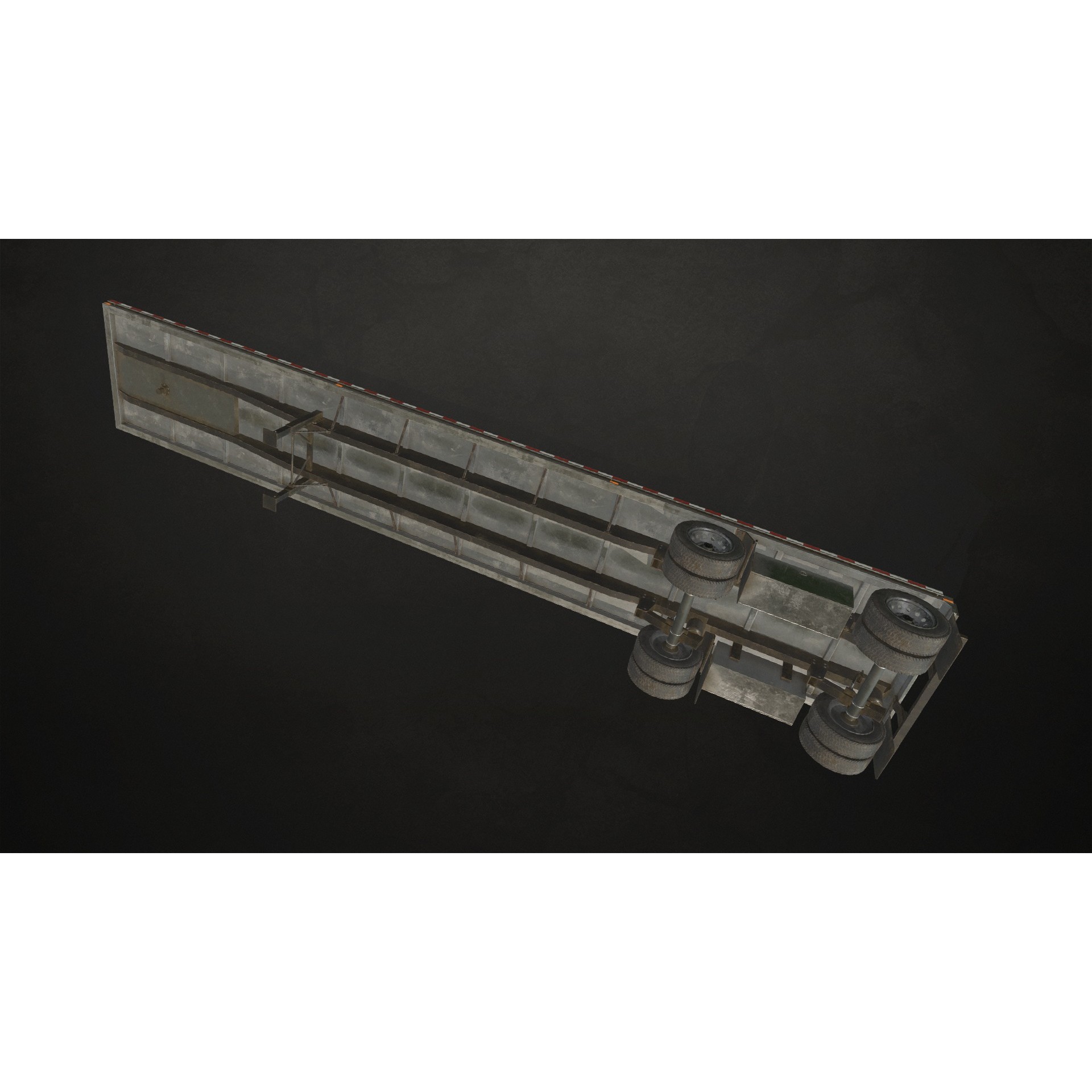 Flat Top Semi Truck Flatbed Trailer - Low-Poly Game-Ready 3D Model - View 17