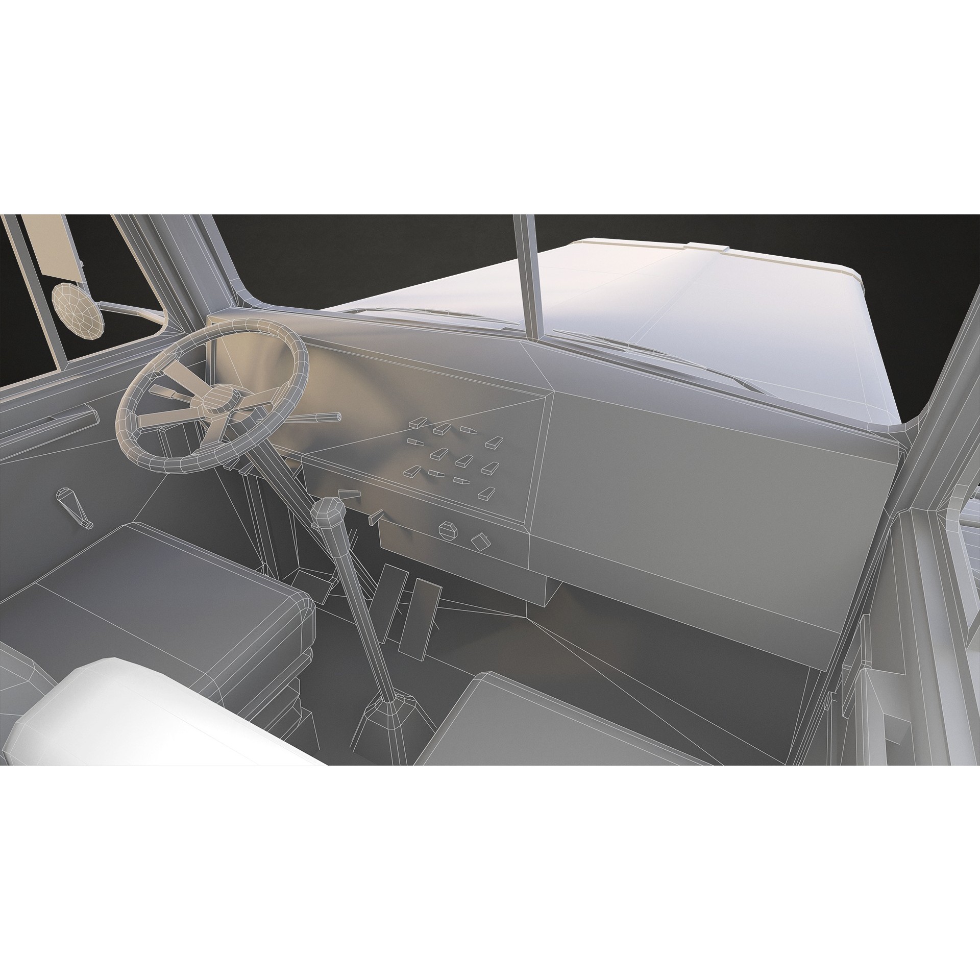 Flat Top Semi Truck Flatbed Trailer - Low-Poly Game-Ready 3D Model - View 20