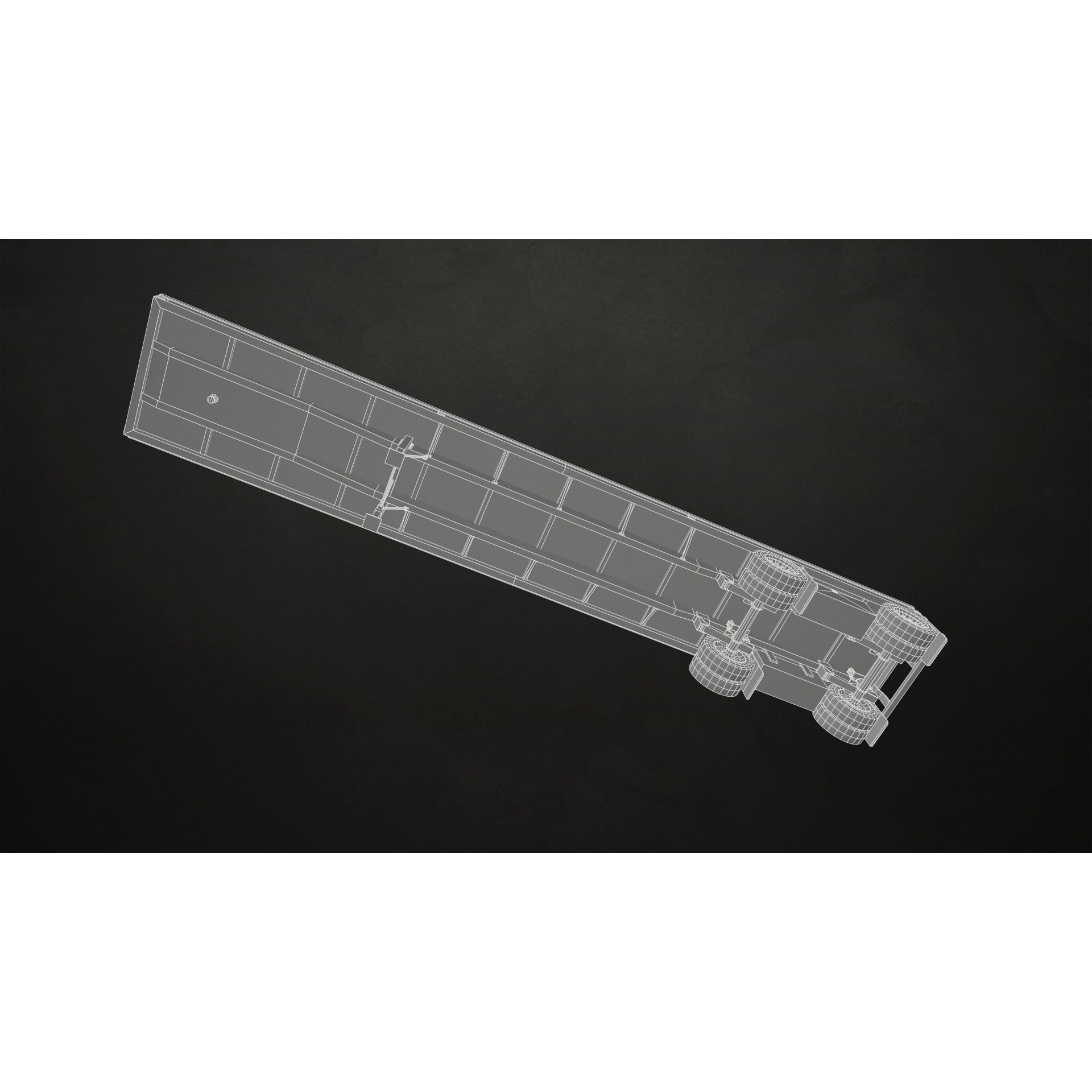 Flat Top Semi Truck Flatbed Trailer - Low-Poly Game-Ready 3D Model - View 21