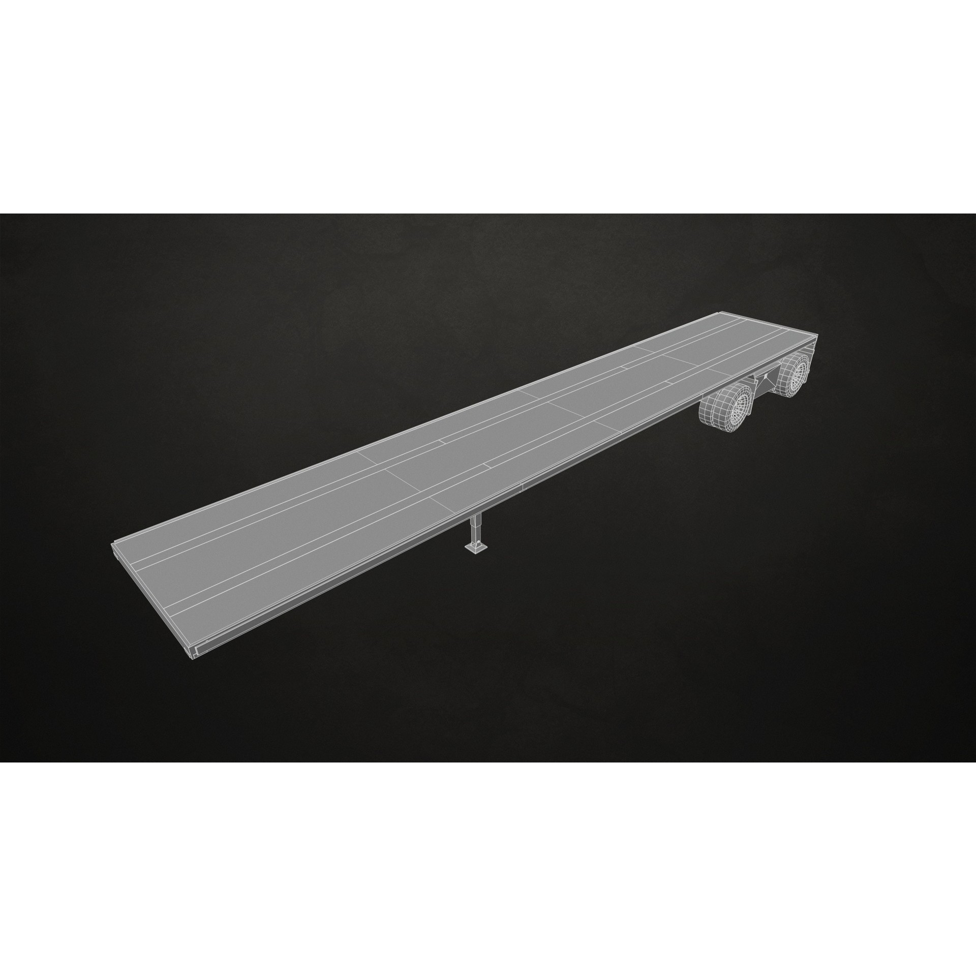 Flat Top Semi Truck Flatbed Trailer - Low-Poly Game-Ready 3D Model - View 22